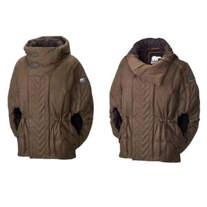 Sorel Aylwin Down Filled Cape Brown Puffer Quilted Jacket Vest Women’s XS/S